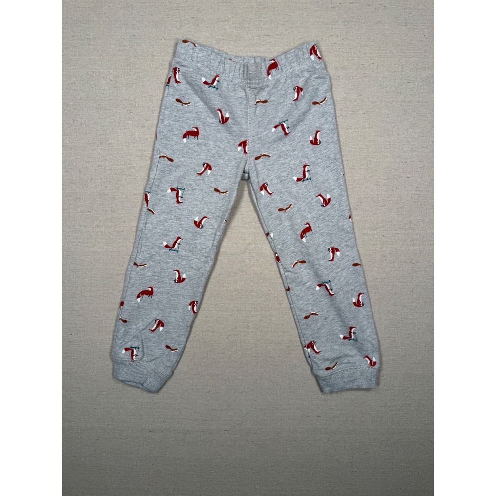 Carters Toddler 5T Gray Fox Scooter Print Jogger Pants French Terry 2J250710
